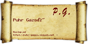 Puhr Gazsó névjegykártya