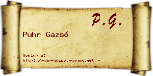 Puhr Gazsó névjegykártya